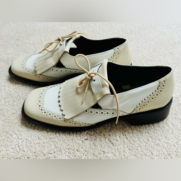 VINTAGE KENNETH COLE WOMEN'S OXFORD BROGUES MENSWEAR TASSLE LACE UP SHOES 1980s - Picture 3 of 11